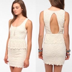 Pins & Needles Cream Lace Open Back Bodycon Dress